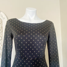 Load image into Gallery viewer, Free People | Womens Black and Gold Dot Dip Back Long Sleeve Fitted Mini Dress | Size: S

