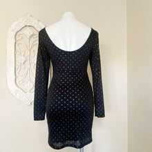 Load image into Gallery viewer, Free People | Womens Black and Gold Dot Dip Back Long Sleeve Fitted Mini Dress | Size: S
