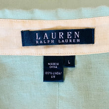 Load image into Gallery viewer, Ralph Lauren | Womens Lime Green Linen Button Down Embroidered Seal Top | Size: L
