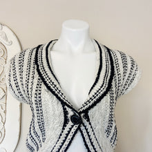 Load image into Gallery viewer, Cabi | Womens Black and White Crop Knit Cardigan Sweater | Size: S
