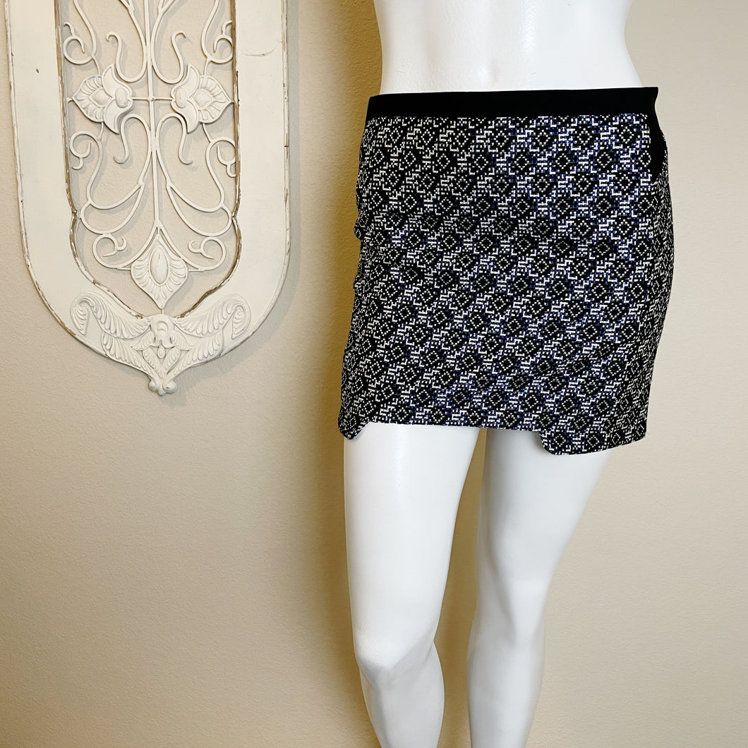 Maje | Women's Blue and Black Embroidered Mini Pencil Skirt | Size: 0