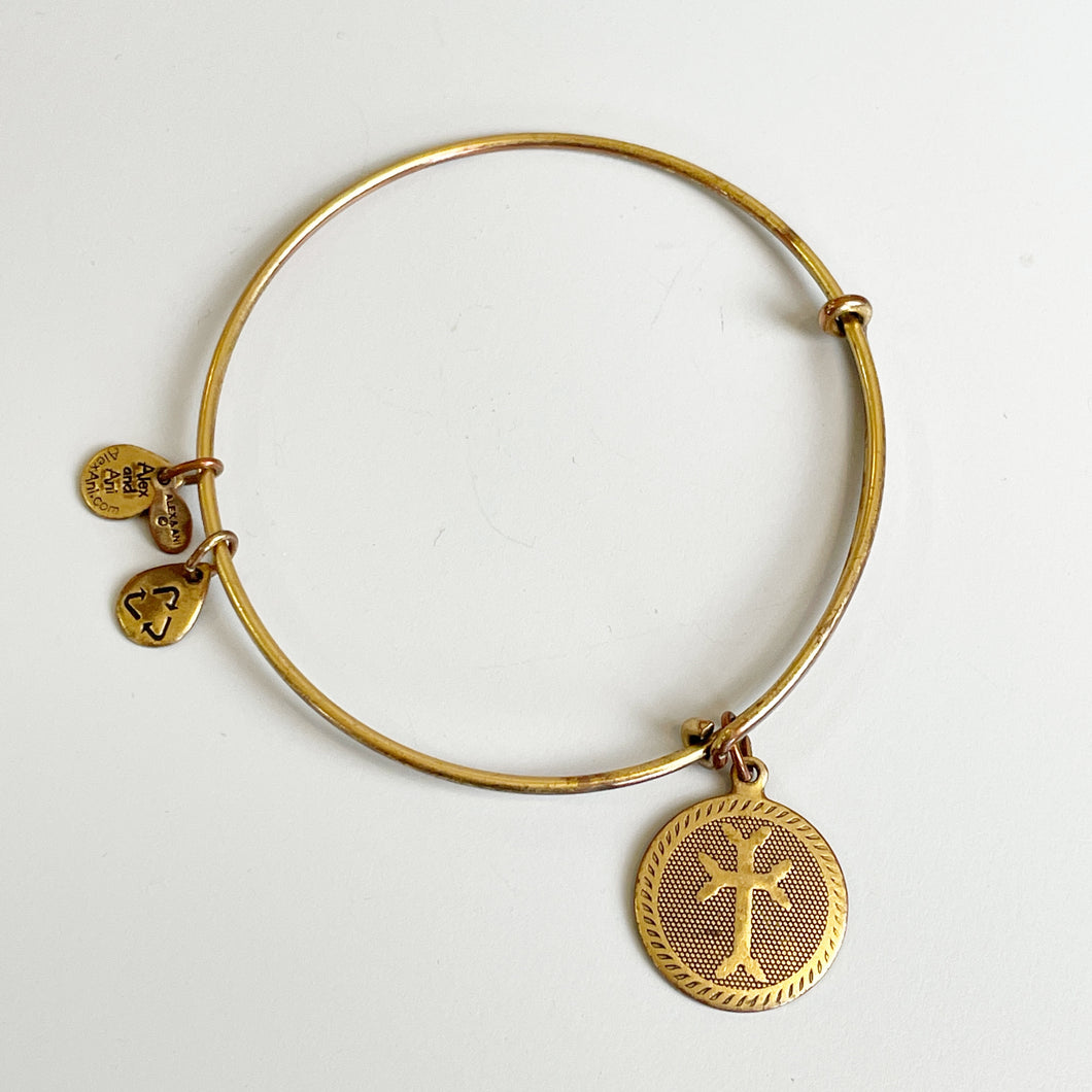 Alex and Ani | Women's Gold Stretch Cross Charm Bracelet