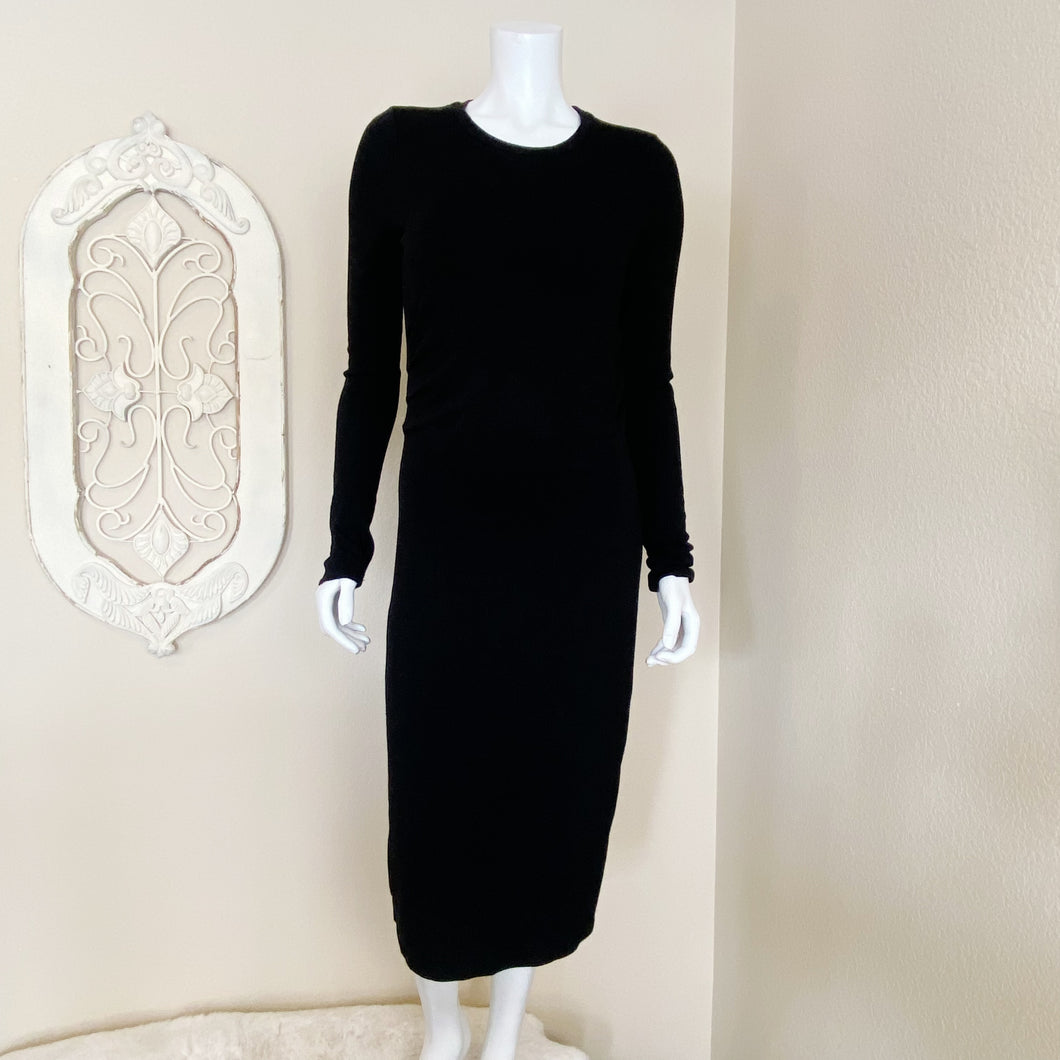 Wilfred Free | Womens Black Knit Fitted Long Sleeve Sweater Dress | Size: M
