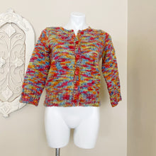 Load image into Gallery viewer, Relais Knitware | Womens Rainbow Wool Blend Knit Button Down Cardigan Sweater | Size: S
