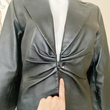 Load image into Gallery viewer, Margaret Godfrey | Womens Ruched Front One Button Leather Jacket | Size: 10
