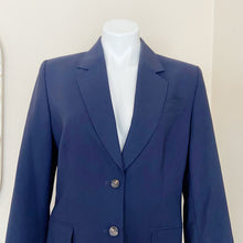 Load image into Gallery viewer, Jaeger | Womens Navy Blue Fleece Wool Blend Blazer Jacket | Size: 10
