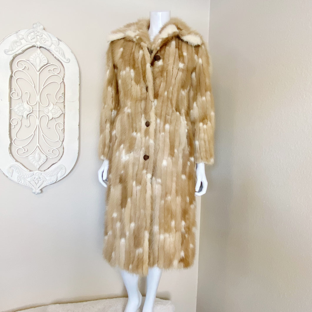 Neiman Marcus | Womens Vintage Stripe Long Fur Coat | Size: S