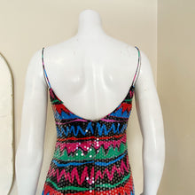 Load image into Gallery viewer, A.J. Bari | Womens Saks Fifth Avenue Colorful Silk Vintage Tribal Print Sequin Dress with Tags | Size: 4
