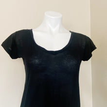 Load image into Gallery viewer, Firth | Womens Black Cashmere Blend Sheer Short Sleeve V Neck Tee | Size: S
