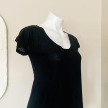 Load image into Gallery viewer, Firth | Womens Black Cashmere Blend Sheer Short Sleeve V Neck Tee | Size: S
