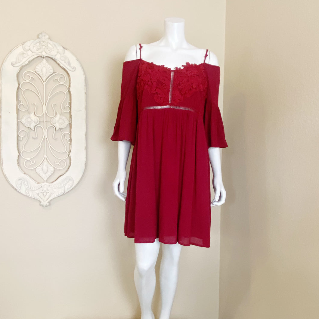 Sadie & Sage | Womens Burgundy Off Shoulder Lace Dress | Size: L