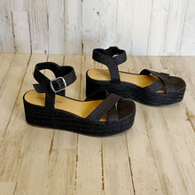Load image into Gallery viewer, Lucky Brand | Womens Black Espadrille Strappy Platform Buckle Sandal | Size: 10

