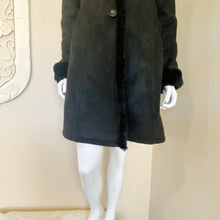 Load image into Gallery viewer, Ann Taylor | Womens Black Vegan Suede and Fur Long Coat | Size: XS
