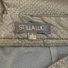 Load image into Gallery viewer, Stella Luce | Womens Black Snakeskin Print Vegan Mini Skirt | Size: L
