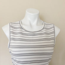 Load image into Gallery viewer, Club Monaco | Womens White and Gray Stripe Tie Back Crop Top | Size: L

