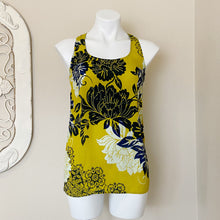 Load image into Gallery viewer, Cabi | Womens Yellow and Navy Blue Silk Blend Floral Print Tank Top | Size: XS
