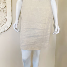 Load image into Gallery viewer, Loft | Womens White Ruffle Oatmeal Metallic Linen Bottom Shift Dress | Size: 2
