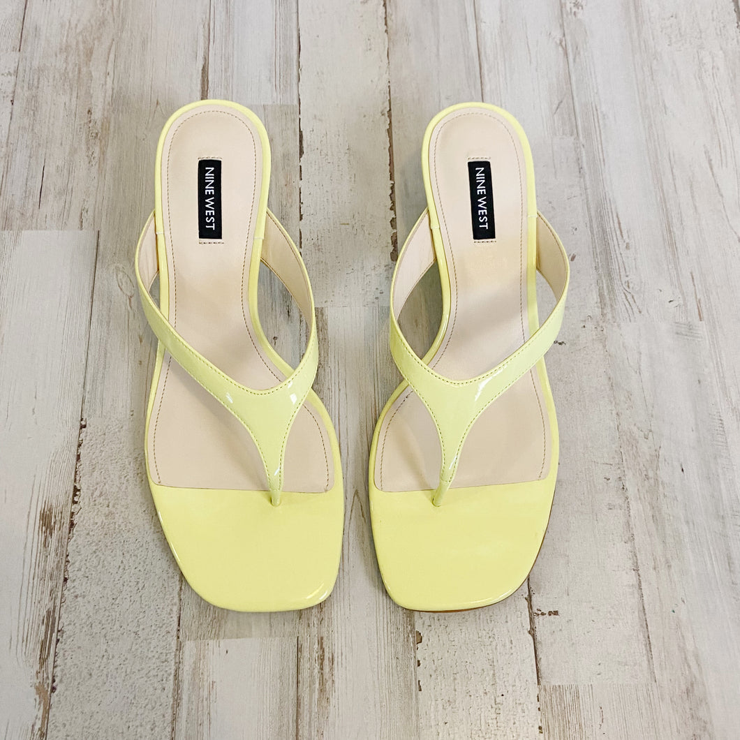 Nine West | Womens Bright Yellow Manold Heel Thong Sandal with Tags | Size: 10
