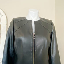 Load image into Gallery viewer, Caslon | Womens Black Lamb Skin Leather Zip Front Jacket | Size: M

