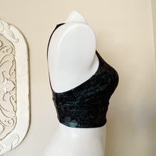 Load image into Gallery viewer, Lululemon | Womens Black and Metallic Floral Wunder Train Long-Line Bra | Size: 4
