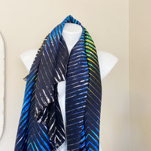 Load image into Gallery viewer, Peter Pilotto | Womens Silk Black, Blue and Green Fringe Scarf
