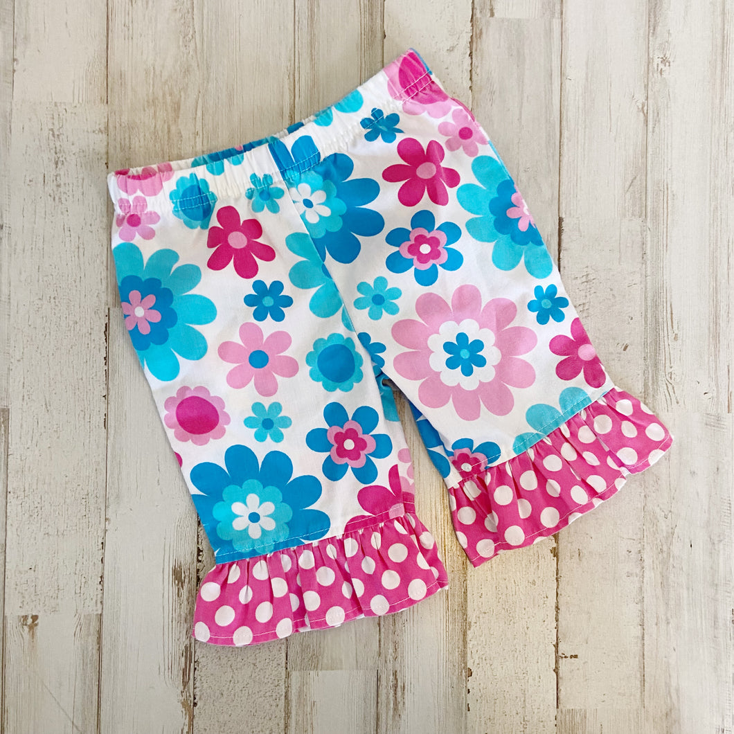 Kelly's Kids | Girls Baby White Pink and Blue Floral Pants | Size: 12M