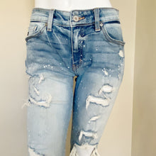 Load image into Gallery viewer, Kan Can | Womens Light Wash Paint Spatter Shelly High Rise Boyfriend Jeans | Size: 26
