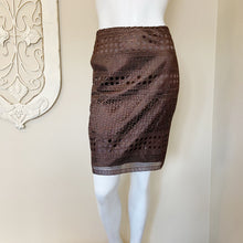 Load image into Gallery viewer, White House Black Market | Womens Brown and Copper Laser Cut Pencil Skirt | Size: 0
