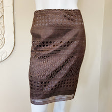Load image into Gallery viewer, White House Black Market | Womens Brown and Copper Laser Cut Pencil Skirt | Size: 0

