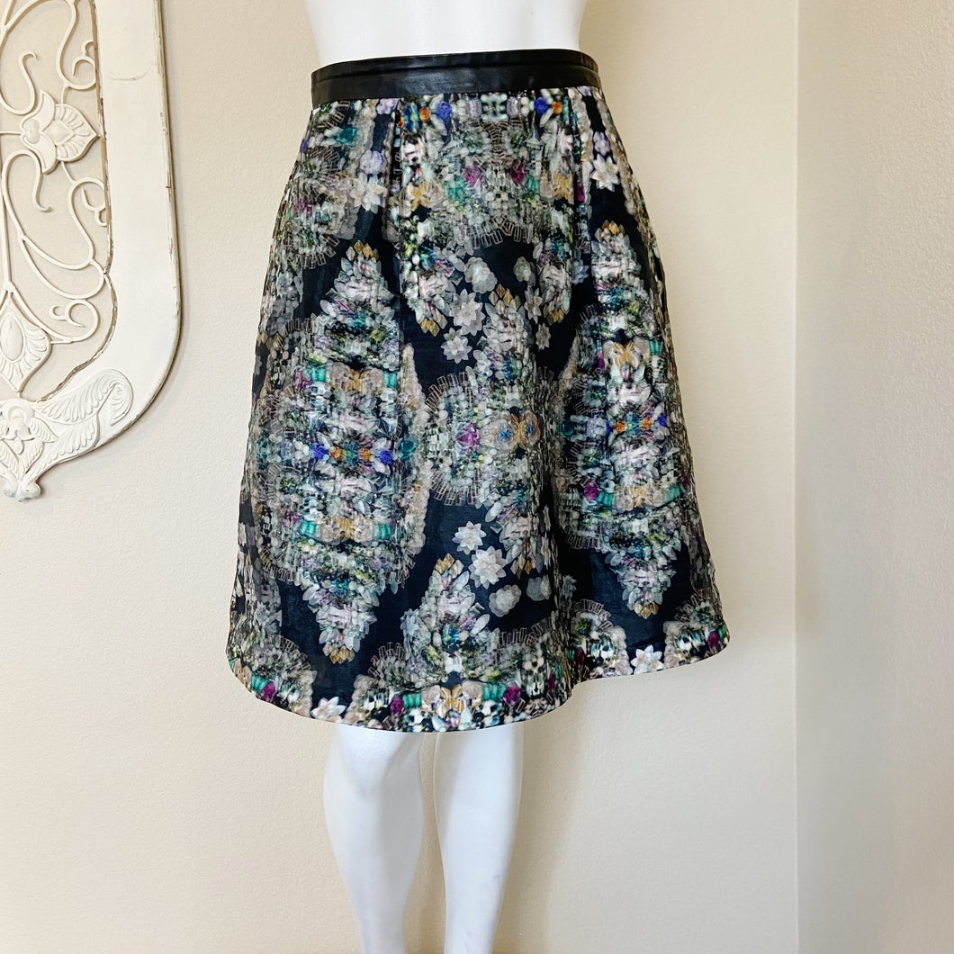 Nicole Miller | Womens Layered 3D Jewel Print Flare Skirt | Size: 4