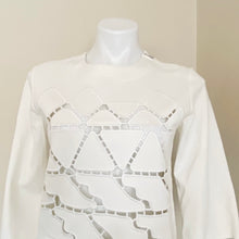 Load image into Gallery viewer, Tibi | Womens Cream Laser Cut Front Long Sleeve Top | Size: XS

