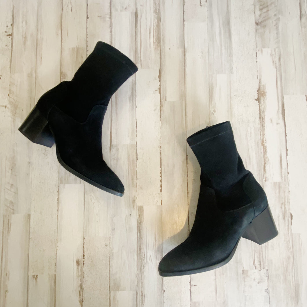 Aquatalia | Womens Black Waterproof Suede Heel Boots | Size: 8.5