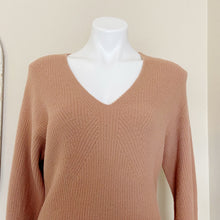 Load image into Gallery viewer, Express | Womens Light Brown Soft Ribbed V Neck Pullover Sweater | Size: XS
