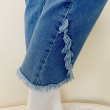 Load image into Gallery viewer, INC | Womens Medium Wash Skinny Leg Criss Cross Fray Hem Jeans | Size: 12
