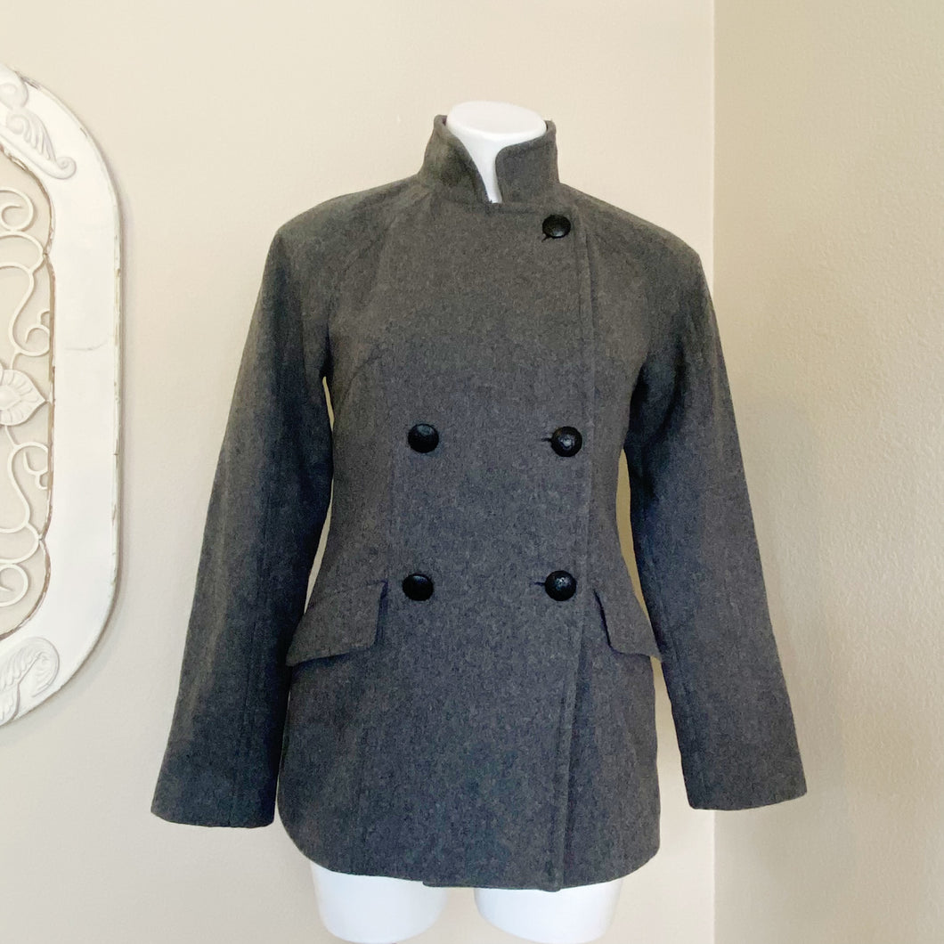 Banana Republic | Womens Gray Wool Blend Military Style Pea Coat | Size: XS