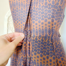 Load image into Gallery viewer, A.L.C | Womens Orange and Blue Pattern Silk Open Back Button Down Dress | Size: 2
