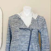 Load image into Gallery viewer, Saturday Sunday | Womens Blue and White Knit Hooded Zip Up Sweater Jacket | Size: M
