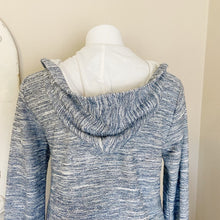 Load image into Gallery viewer, Saturday Sunday | Womens Blue and White Knit Hooded Zip Up Sweater Jacket | Size: M
