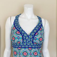 Load image into Gallery viewer, Catalina | Womens Teal and Pink Colorful Print One Piece Swimsuit | Size: L
