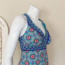 Load image into Gallery viewer, Catalina | Womens Teal and Pink Colorful Print One Piece Swimsuit | Size: L
