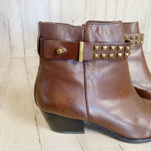 Load image into Gallery viewer, Franco Sarto | Womens Chestnut Brown Leather Quest Heel Ankle Boots with Tags | Size: 7.5
