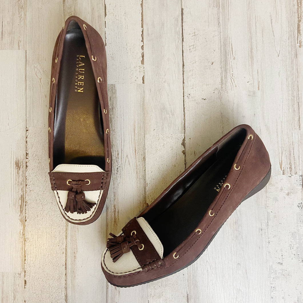 Ralph Lauren | Womens Brown Leather Gael Wedge Loafers | Size: 7.5