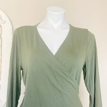 Load image into Gallery viewer, J. Crew | Womens Olive Green Half Sleeve Wrap Top | Size: M
