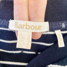 Load image into Gallery viewer, Barbour | Womens Navy and White Stripe Zip Up Sweater Jacket | Size: 8
