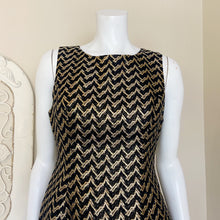 Load image into Gallery viewer, Ark &amp; Co | Womens Black and Gold Metallic Design Sleeveless Shift Dress | Size: L
