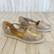 Load image into Gallery viewer, Kanna | Womens Taupe and Gold Lace Espadrille Sandal | Size: 7.5
