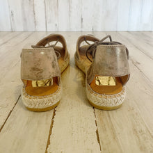Load image into Gallery viewer, Kanna | Womens Taupe and Gold Lace Espadrille Sandal | Size: 7.5
