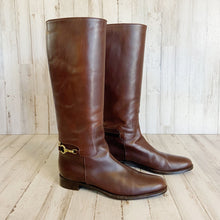 Load image into Gallery viewer, Burberry | Womens Brown Leather Tall Horse Bit Riding Boots | Size: 36.5
