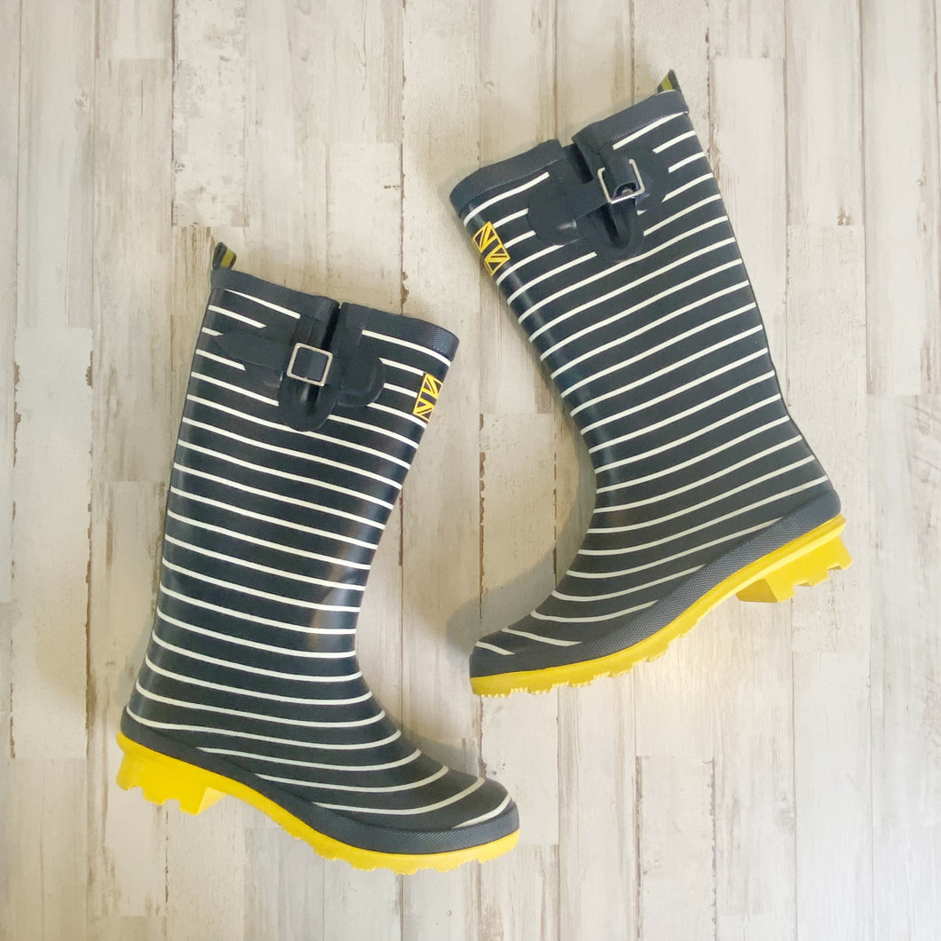 Tu | Womens Blue and White Stripe British Wellies Rain Boots | Size: 41