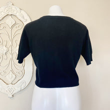 Load image into Gallery viewer, Minnie Rose | Womens Black Cropped Cashmere Sweater | Size: XS
